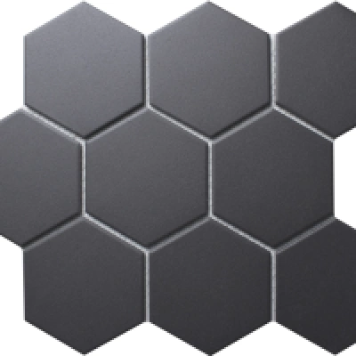 Classica Hexagon Black Mat Unglazed 95mm