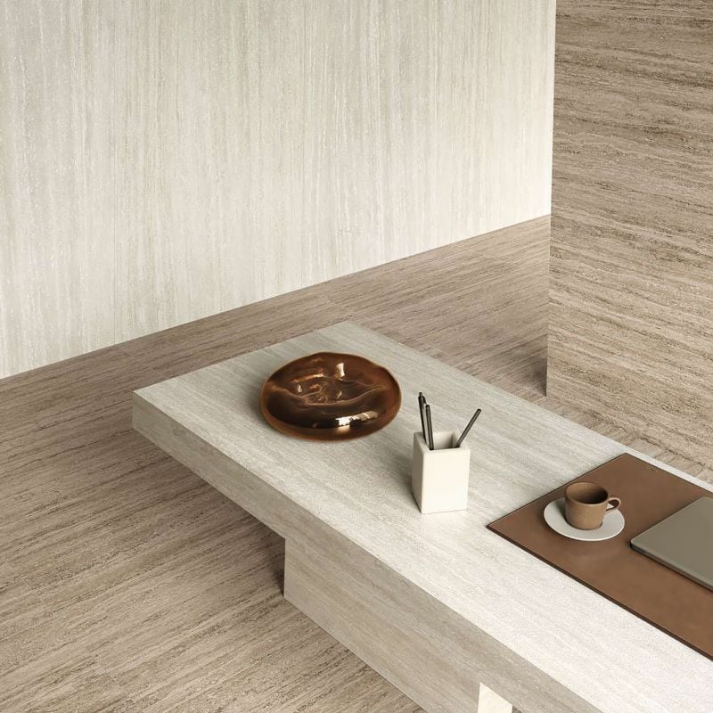 Verso Travertino Walnut & White